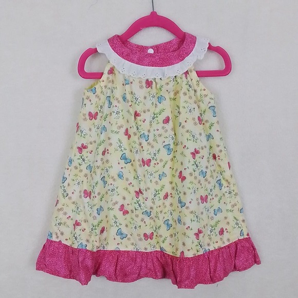 Little Girl Sleeveless Cotton Dress Size 2T in Yellow, Pink, White Floral‎ - Picture 1 of 10